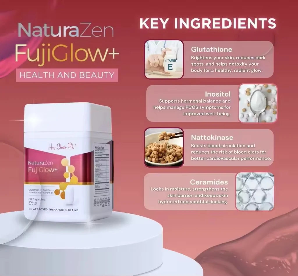 HERCHOICE PH NaturaZen FujiGlow+ Glutathione Capsules with Ceramide and Inositol 60 0Capsule