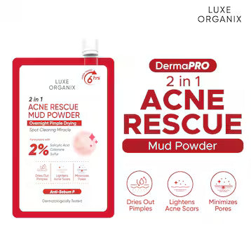 LUXE ORGANIX 2 in 1 Acne Solution Mud Powder Overnight Pimple Treatment 9g