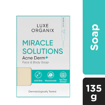 LUXE ORGANIX Luxe Organix Miracle Solutions AHA/BHA Soap For Face & Body 135g