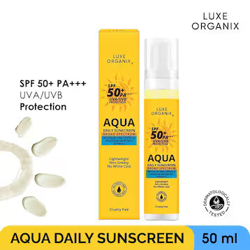 LUXE ORGANIX Luxe Organix Aqua Daily Sunscreen SPF50+ PA*** UVA/UVB Protection 50ml