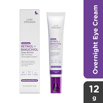 LUXE ORGANIX Advanced Retinol + Bakuchiol Deep Wrinkle Eye Contour Overnight Cream 12g