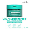 LUXE ORGANIX 24/7 Supercharged Acne & Sebum Melting 2in1 Clarifying Serum Concentrated Pads 70 pads