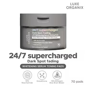 LUXE ORGANIX 24/7 Supercharged Dark Spot Fading Whitening 2in1 Serum Concentrated Pads 70s