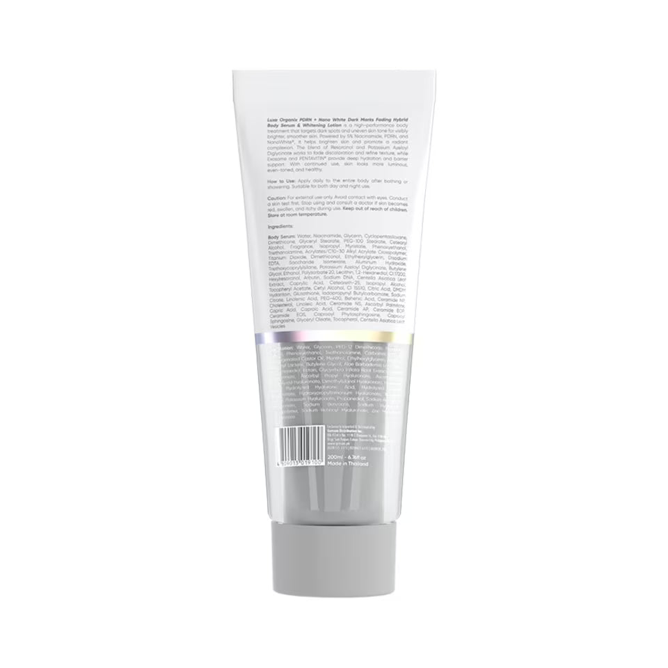 LUXE ORGANIX PDRN Plus Nano White Dark Marks Fading Hybrid Body Serum And Whitening Lotion 200ml