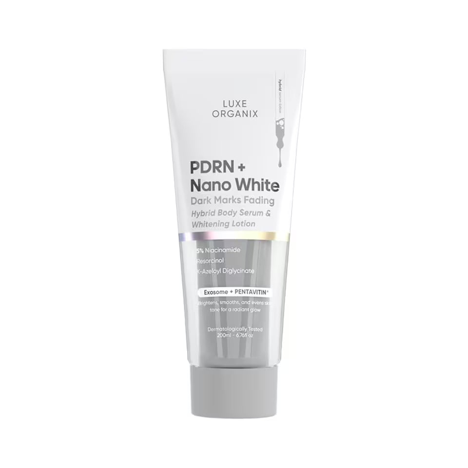 LUXE ORGANIX PDRN Plus Nano White Dark Marks Fading Hybrid Body Serum And Whitening Lotion 200ml