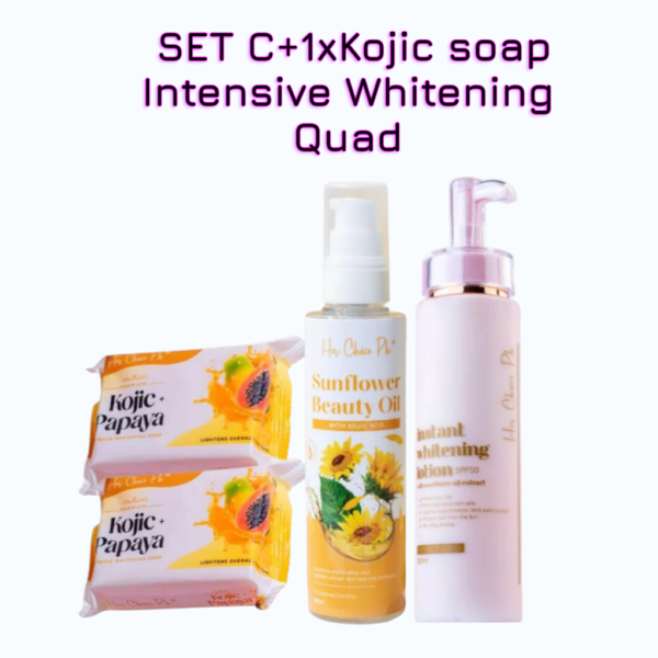 HERCHOICE Ph SET C + KOJIC: (2 PCS Kojic Papaya Soap, Sunflower Oil, Intensive Lightening Lotion