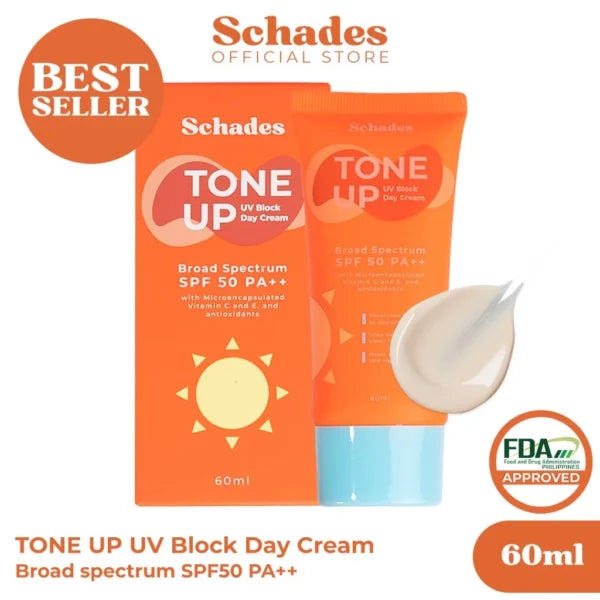 SCHADES Tone Up UV Block Day Cream Broad Spectrum Sunscreen SPF 50 PA ++ 60ml