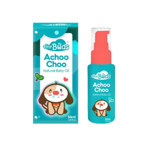 TinyBuds Achoo Choo Natural Baby Oil 50ML | Formerly Stuffy Nose Natural Baby Chest Rub Massage Oil