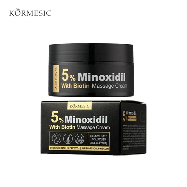 KORMESIC Minoxidil 5% Hair Grower with Biotin Leave-In Massage Cream 100g