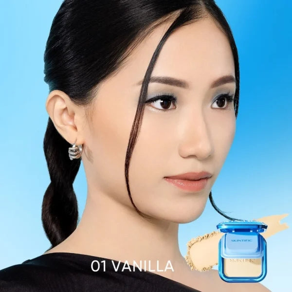SKINTIFIC Ultra Cover Pressed Compact Powder Full Coverage Concealer Oil Control Make up -(01 VANILLA)