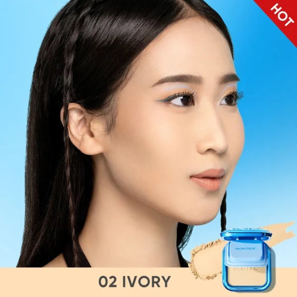 SKINTIFIC Ultra Cover Pressed Compact Powder Full Coverage Concealer Oil Control Make up-(02 IVORY)
