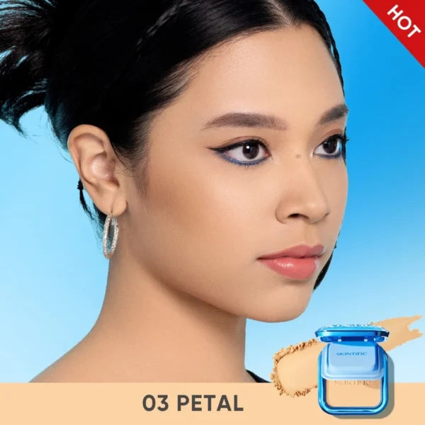 SKINTIFIC Ultra Cover Pressed Compact Powder Full Coverage Concealer Oil Control Make up-(03 PETAL)