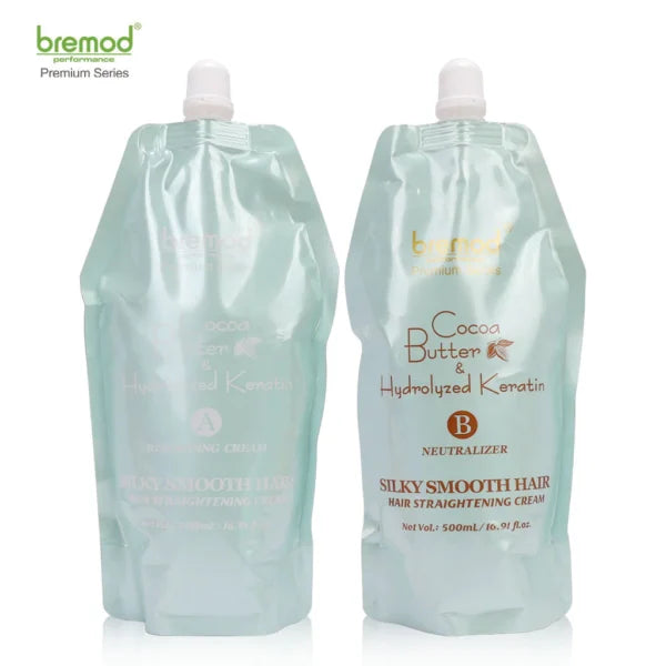 BREMOD Premium Series Coco Butter & Hydrolyzed Keratin Silky Smooth Hair Straightening set 2x 500ml