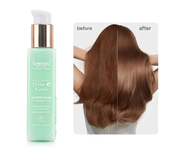 Bremod Premium Booster Cream For Rebonded Hair Cocoa Butter Keratin Repair Nourish Hydration 130ml BR-H063