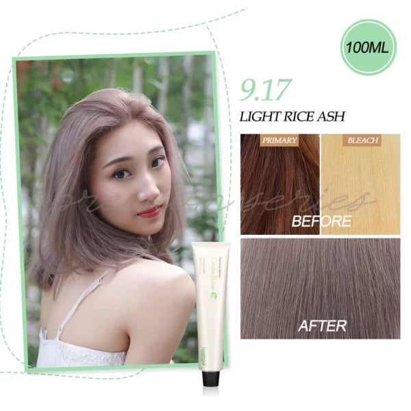 BREMOD Premium hair color Cocoa Light Rice Ash 9.17 with Oxidizing cream