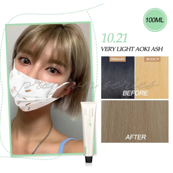 BREMOD Premium Hair Color Cocoa Very light Aoki Ash 10.21 with Oxidizing cream