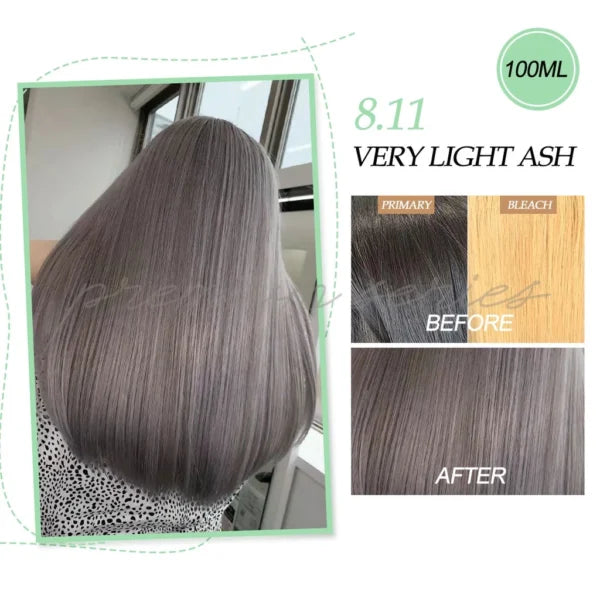 BREMOD Premium Hair Color Cocoa Very light Ash 8.11 with Oxidizing cream
