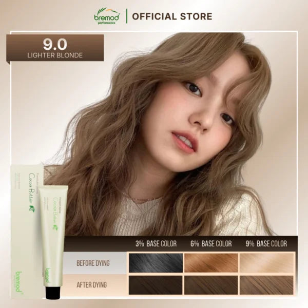 Bremod Hair Color Premium Cocoa with Oxidizer cream Lighter Blonde 9.0
