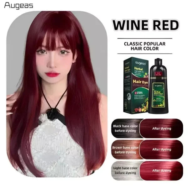 AUGEAS Herbal 3in1 Hair Dye Shampoo 500ml-WINE RED