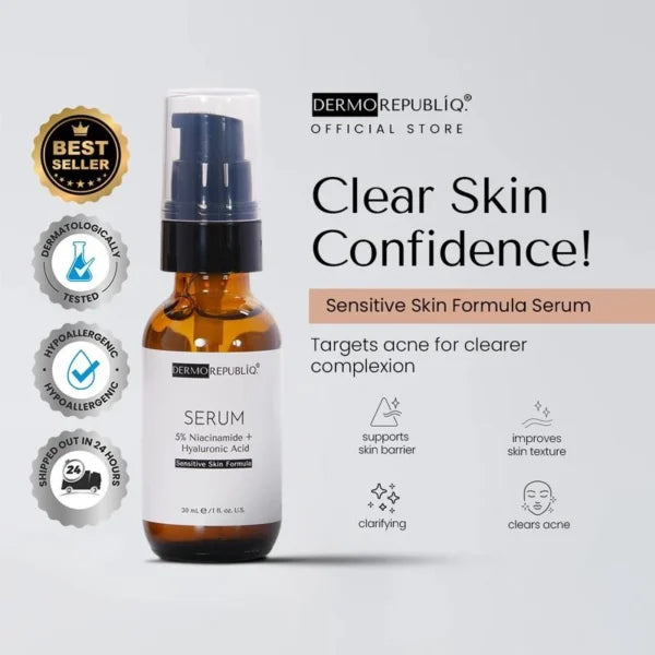 DERMOREPUBLIQ 5% Niacinamide + Hyaluronic Acid Sensitive Skin Formula Serum 30ml