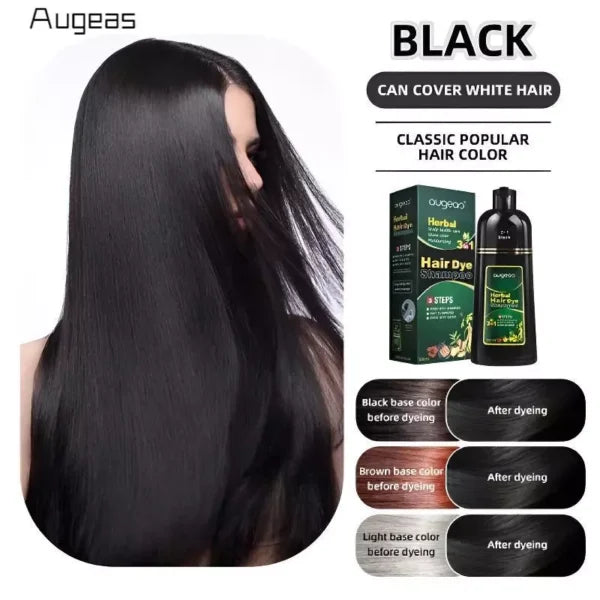 AUGEAS Herbal 3in1 Hair Dye shampoo 500ml -BLACK