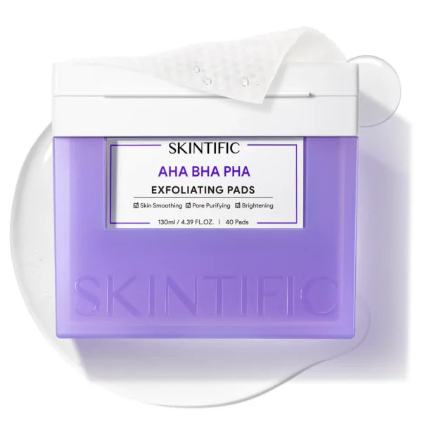 SKINTIFIC AHA BHA PHA Exfoliating Toner Pads 40 x130ml