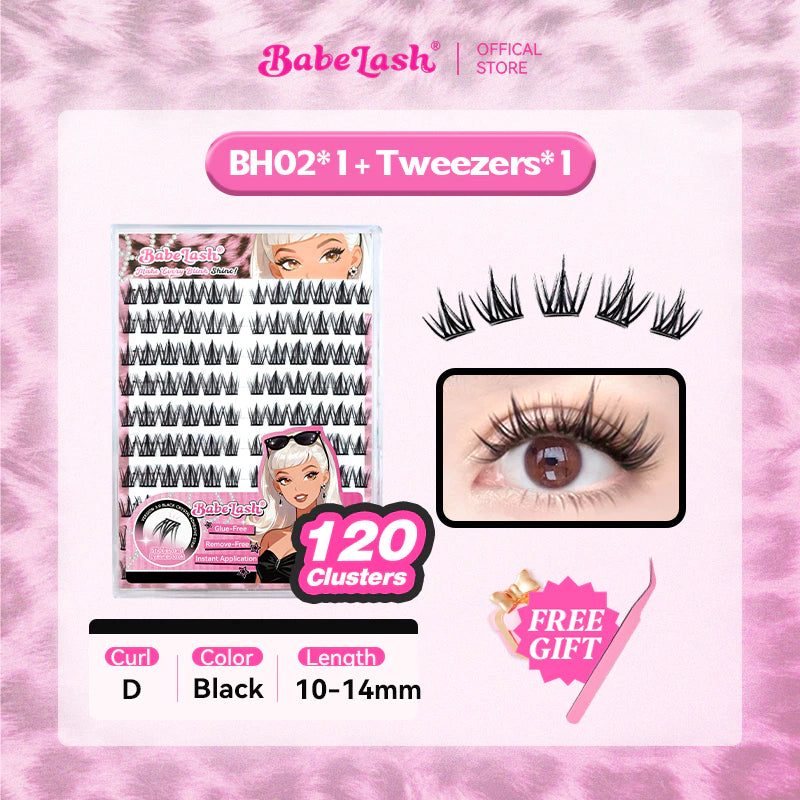 BABELASH New Version 3.0 Black Adhesive Strips 80-120 Clusters Glue-Free eyelashes 10-14mm-BH02