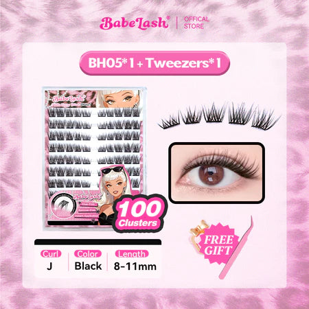 BABELASH New Version 3.0 Black Adhesive Strips 80-120 Clusters Glue-Free eyelashes 10-14mm-BH05