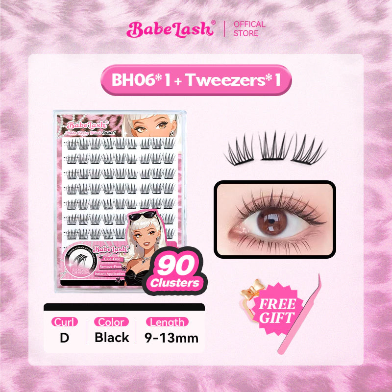 BABELASH New Version 3.0 Black Adhesive Strips 80-120 Clusters Glue-Free eyelashes 10-14mm-BH06