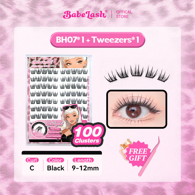 BABELASH New Version 3.0 Black Adhesive Strips 80-120 Clusters Glue-Free eyelashes 10-14mm-BH07