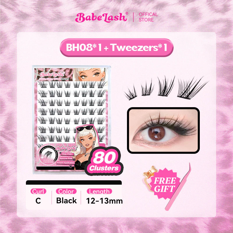 BABELASH New Version 3.0 Black Adhesive Strips 80-120 Clusters Glue-Free eyelashes 10-14mm-BH08
