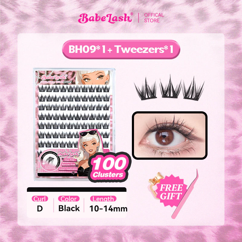 BABELASH New Version 3.0 Black Adhesive Strips 80-120 Clusters Glue-Free eyelashes 10-14mm-BH09