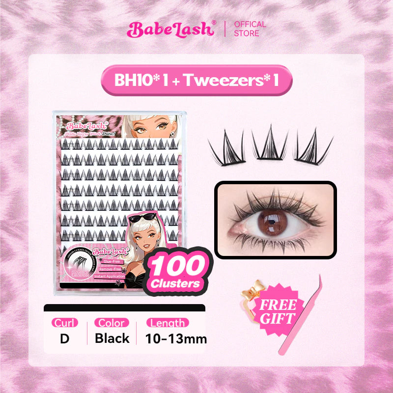 BABELASH New Version 3.0 Black Adhesive Strips 80-120 Clusters Glue-Free eyelashes 10-14mm-BH10