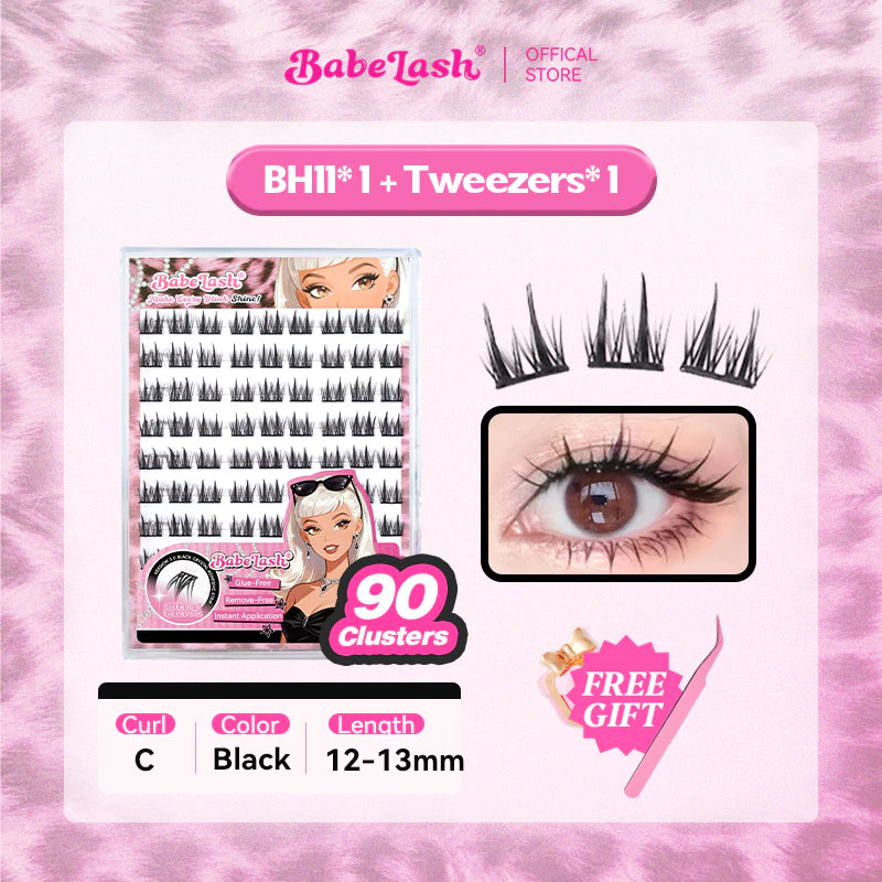 BABELASH New Version 3.0 Black Adhesive Strips 80-120 Clusters Glue-Free eyelashes 10-14mm-BH11