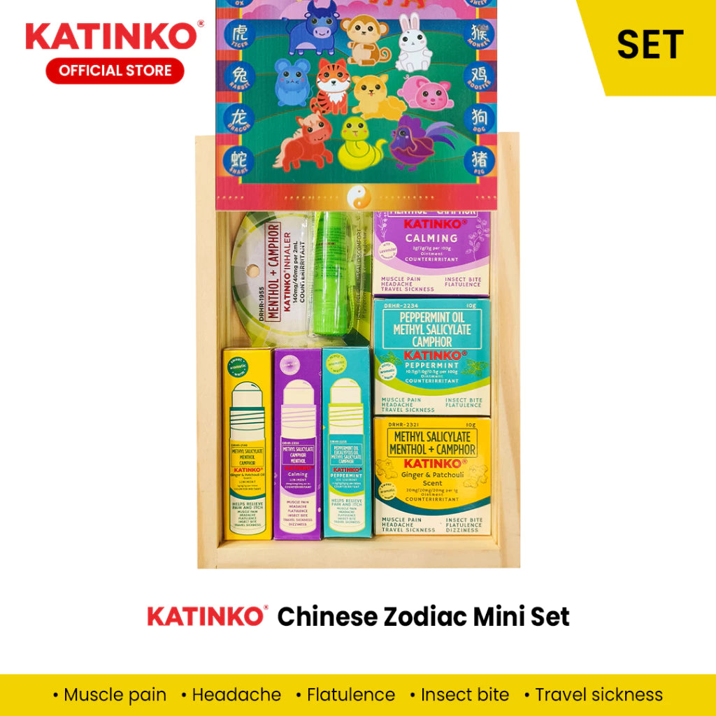 Katinko Chinese Zodiac Mini Set - Oil Liniment 10ml, Ointment 10g and Nasal Decongestant-(DOG)