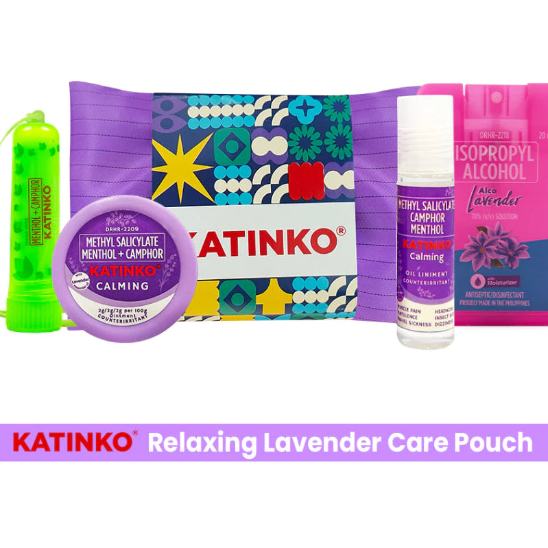 KATINKO Relaxing Lavender Care Pouch (Lavender Oil Liniment, Oinment, AlcoLavender and Inhaler)
