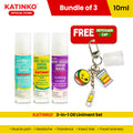 Katinko 3-in-1 Oil Liniment Set - Lavender, Peppermint and Ginger 10ml with Keychain