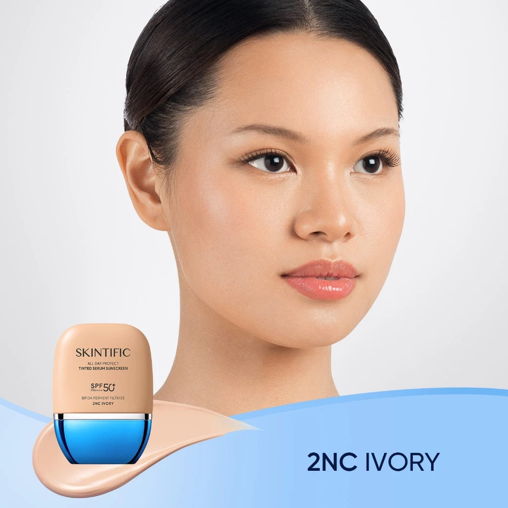 SKINTIFIC All Day Protect 3 in 1Tinted Serum Foundation Sunscreen SPF50+ PA++++-(02 IVORY)