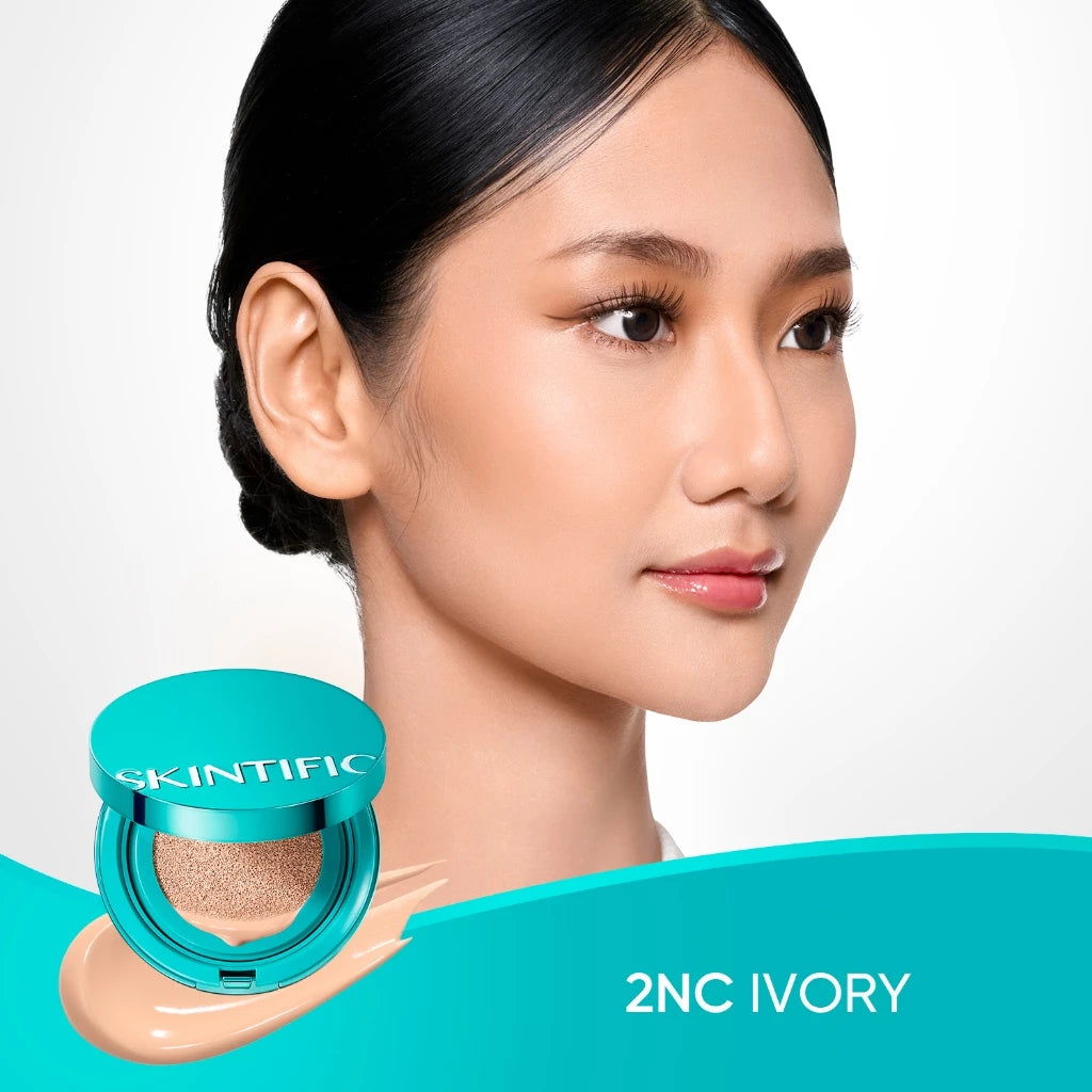 SKINTIFIC Perfect Stay Serum Matte Cushion Foundation SPF50 PA++++ Full Coverage-(02 IVORY)